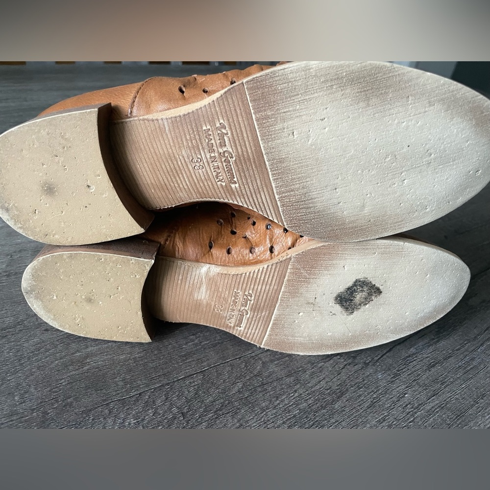 Pier francesco Vincents Tan Leather Eyelets Zip Cap Toe Flat Shoes - Picture 8 of 8